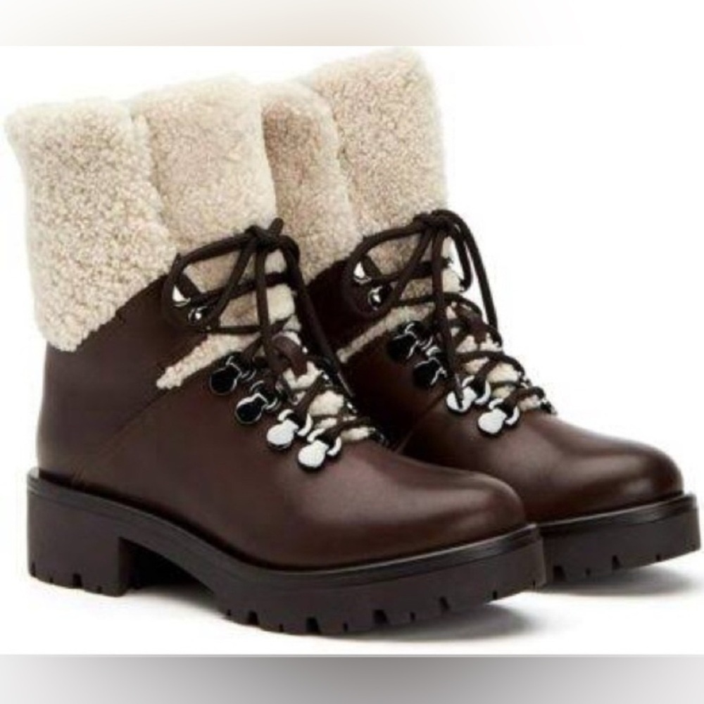 Aquatalia Jamie Shearling
Leather Lug Hiking Boots
COFFEE